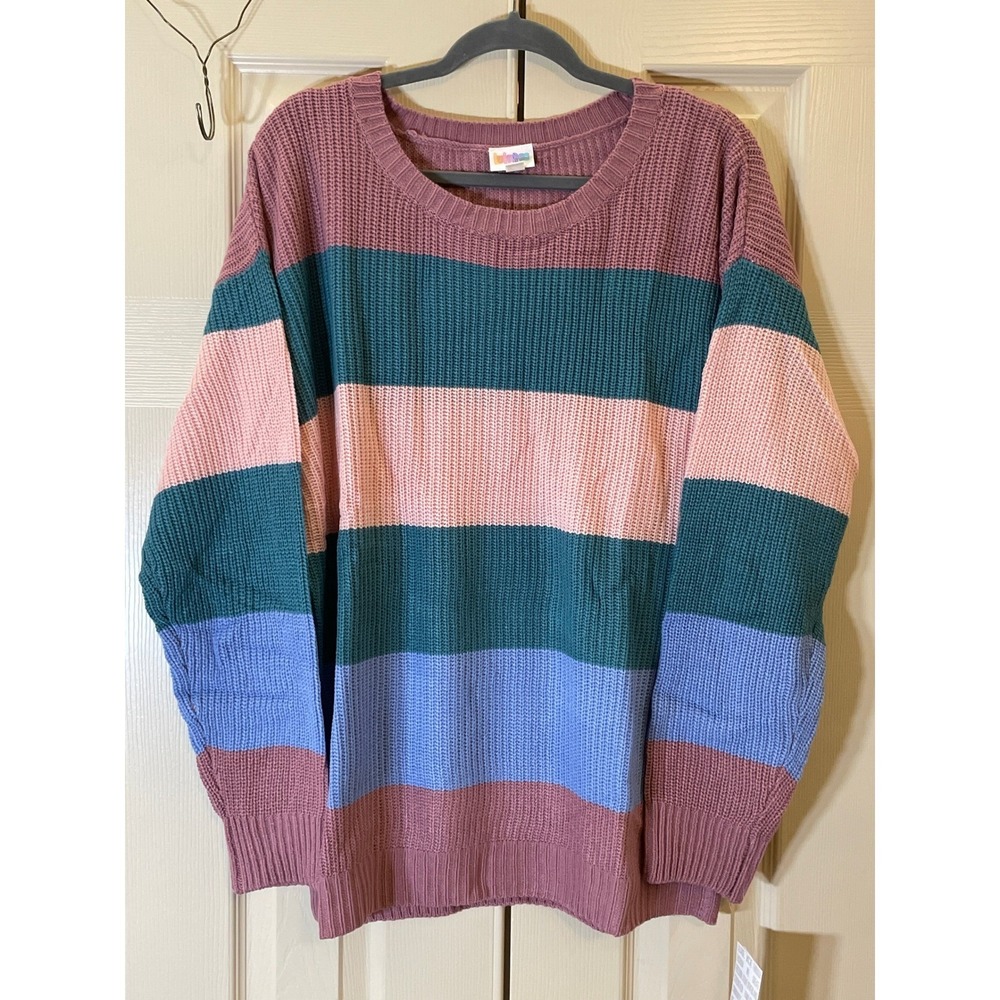 LuLaRoe Mariah Sweater Womens 3XL Multi NWT Striped Shaker Knit Pullover 441-18